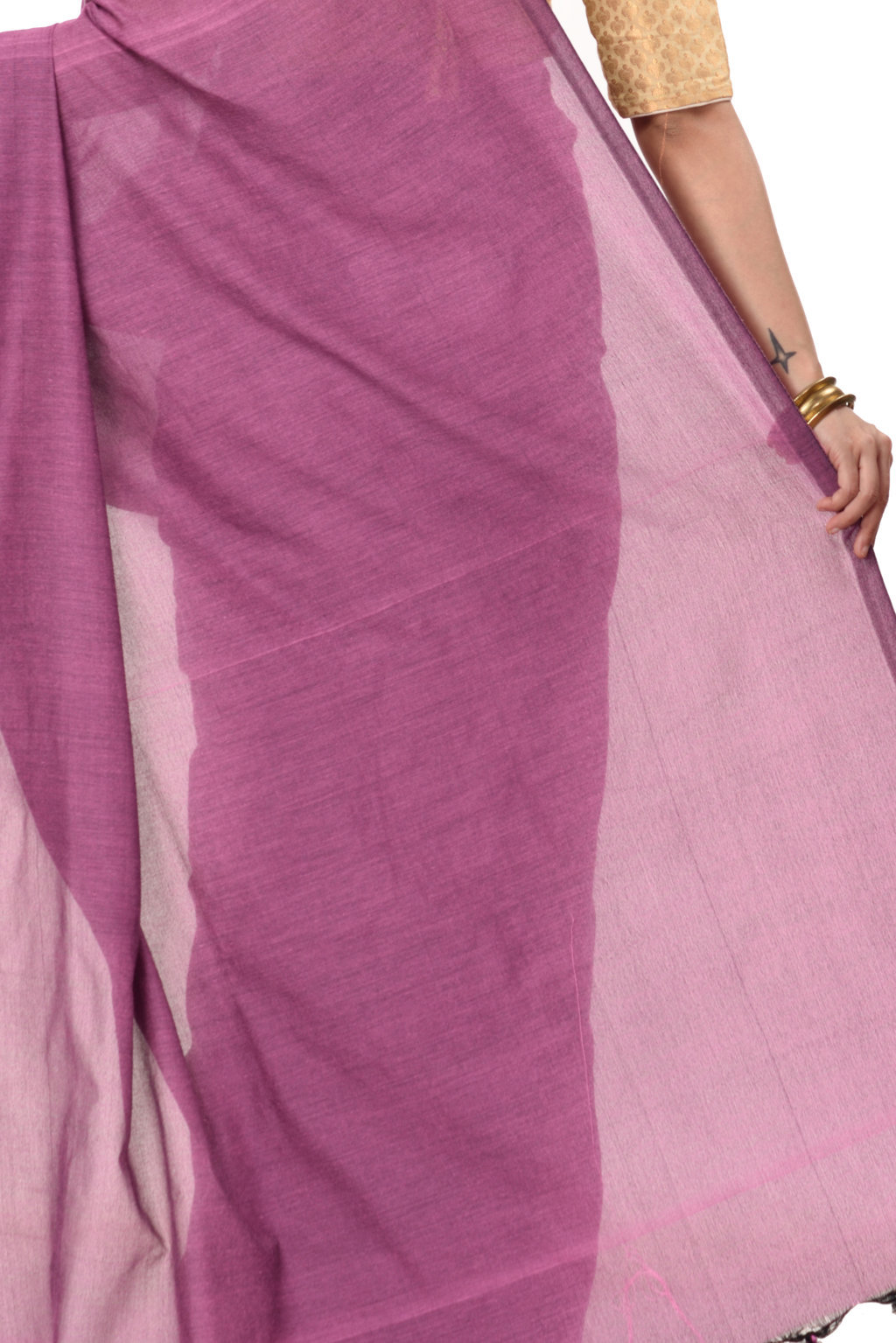 Purple Pure Cotton ThanKhadi Hand Loom Saree (465)